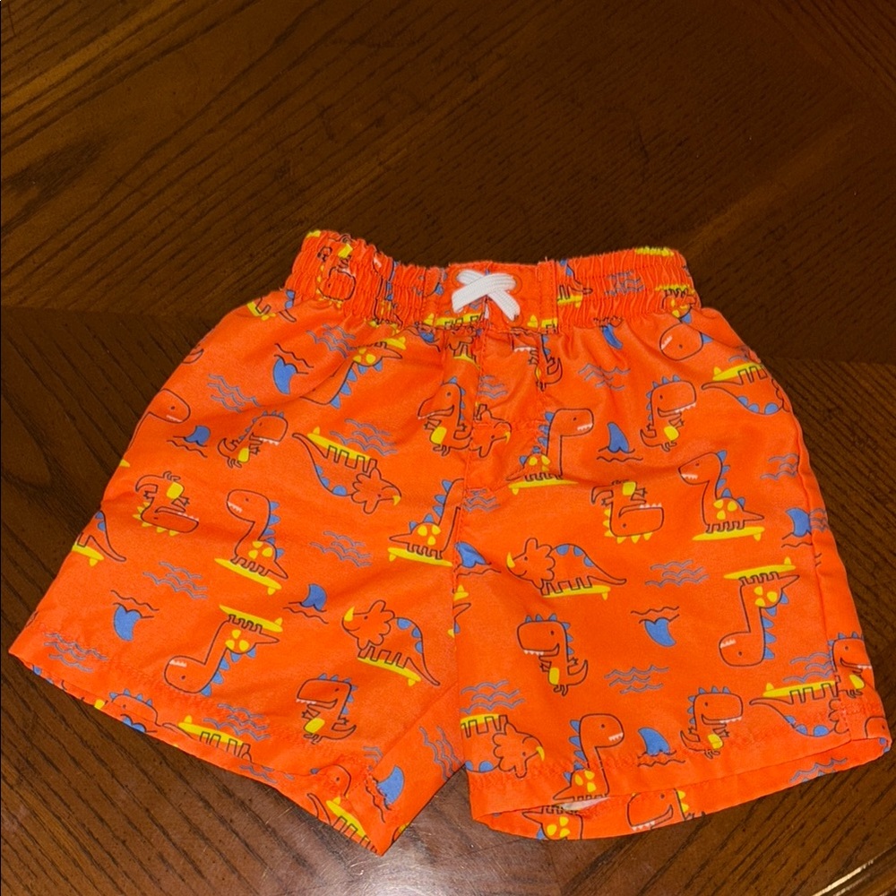 Wonder Nation Orange and Yellow Swim Trunks with Playful Print